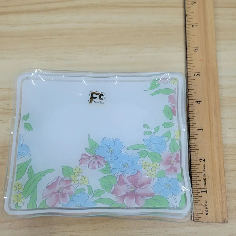 Set of 5 Vintage FC Japan Glass Plates, Tip Trays